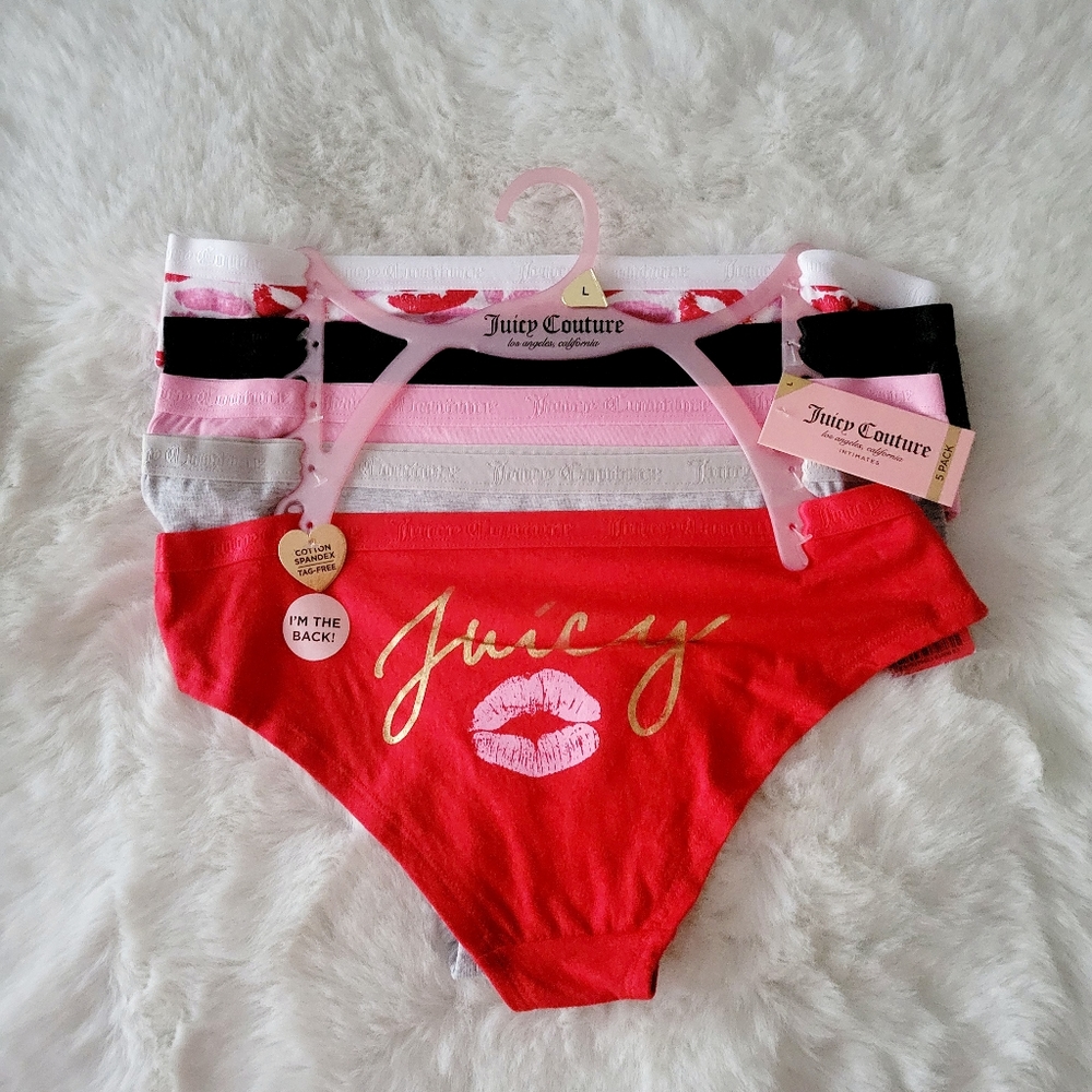💋JUICY COUTURE BRAND NEW 5-PACK COTTON SPANDEX PANTIES SIZE L